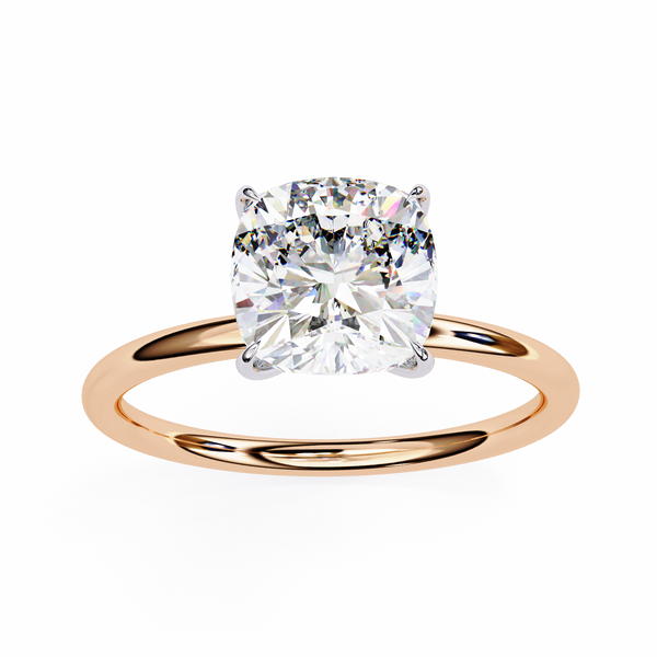 Rose Gold Cushion Cut Solitaire Diamond Engagement Ring