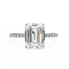 White Gold Emerald-Cut Diamond Solitaire Pavé Engagement Ring