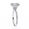 White Gold Emerald-Cut Diamond Solitaire Pavé Engagement Ring