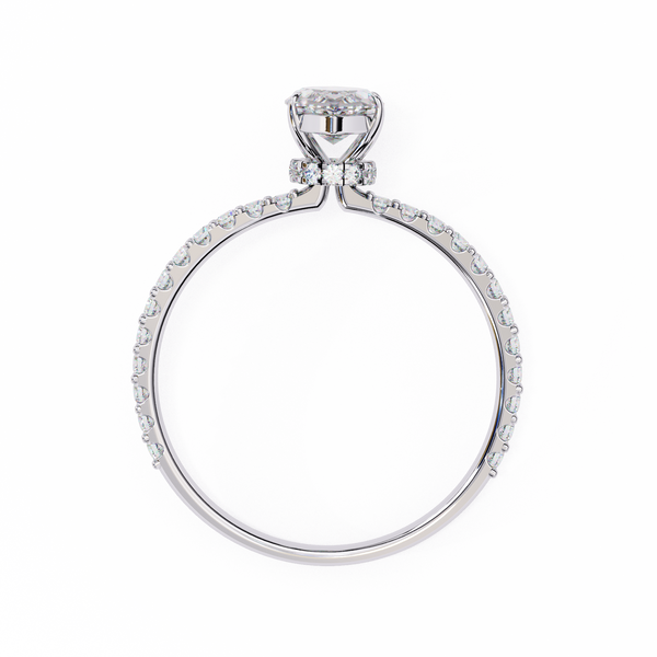 White Gold Marquise Diamond Solitaire Pavé Engagement Ring