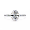 White Gold Oval Diamond Solitaire Pavé Engagement Ring