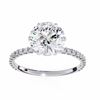 White Gold Round Diamond Solitaire Pavé Engagement Ring