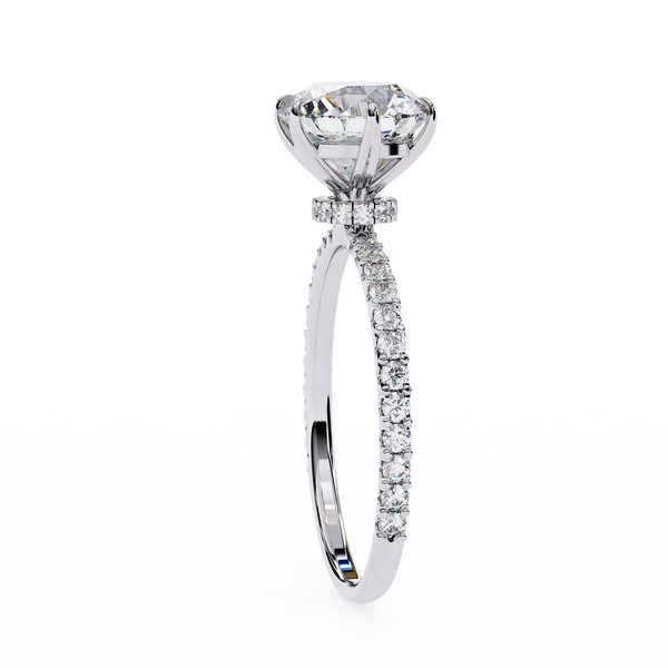 White Gold Round Diamond Solitaire Pavé Engagement Ring