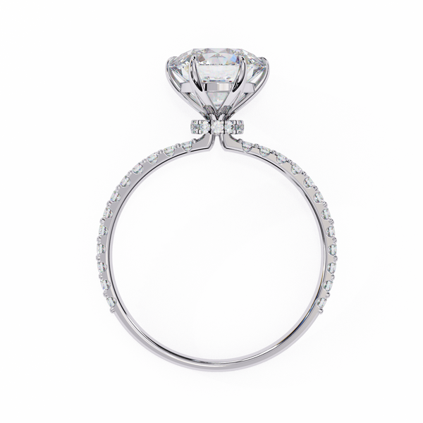 White Gold Round Diamond Solitaire Pavé Engagement Ring