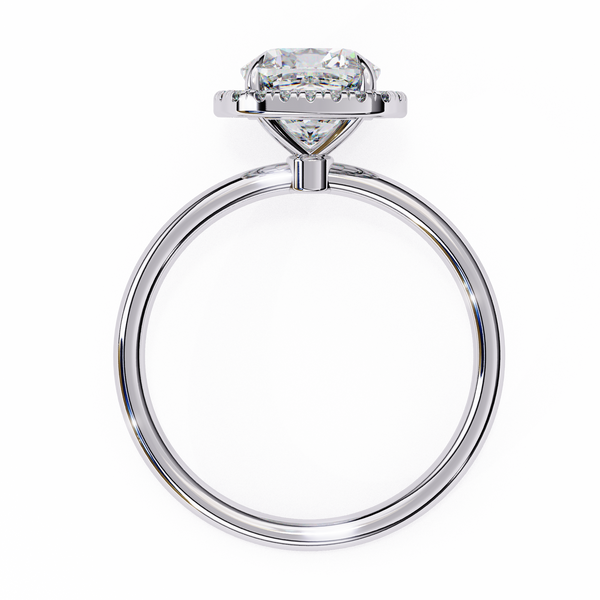 White Gold Cushion-Cut Diamond Halo Solitaire Engagement Ring