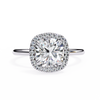 White Gold Cushion-Cut Diamond Halo Solitaire Engagement Ring
