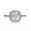 Rose Gold Cushion Cut Halo Diamond Engagement Ring