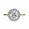 Yellow Gold Round Brilliant Halo Diamond Engagement Ring