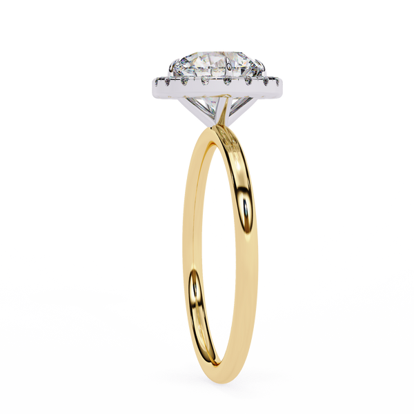 Yellow Gold Round Brilliant Halo Diamond Engagement Ring