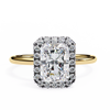 Yellow Gold Radiant Cut Halo Diamond Engagement Ring