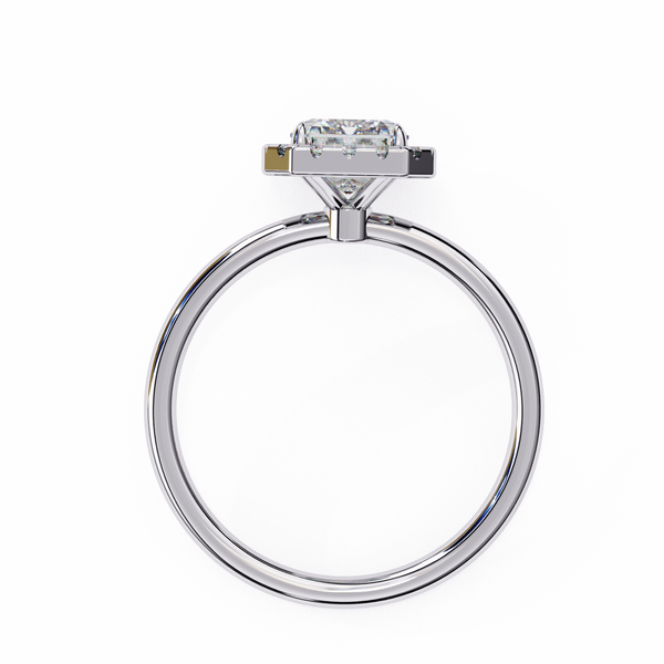 White Gold Radiant-Cut Diamond Halo Solitaire Engagement Ring