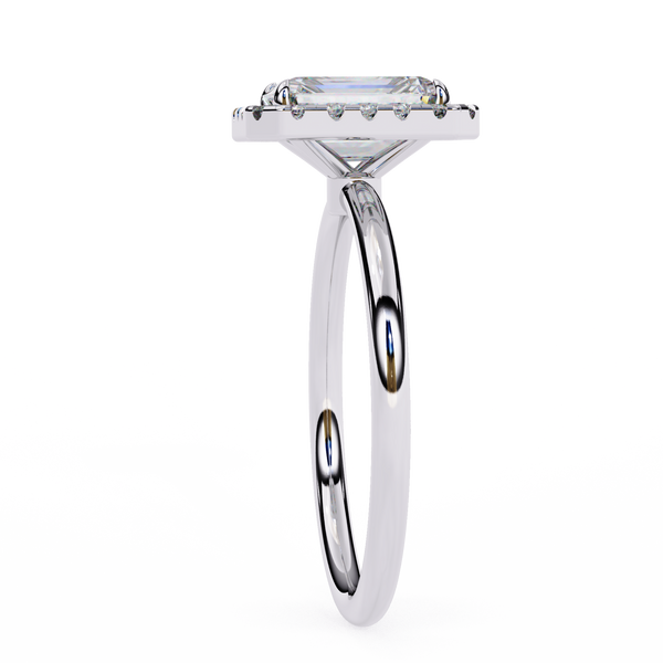 White Gold Radiant-Cut Diamond Halo Solitaire Engagement Ring