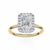 Yellow Gold Radiant Cut Halo Diamond Engagement Ring