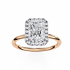 Rose Gold Radiant Cut Halo Diamond Engagement Ring