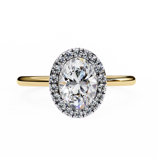 Yellow Gold Oval Cut Halo Diamond Engagement Ring