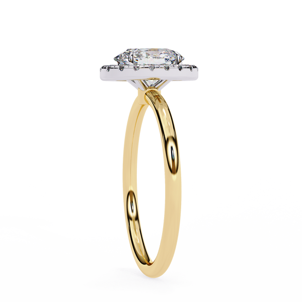 Yellow Gold Oval Cut Halo Diamond Engagement Ring
