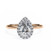 Rose Gold Pear Cut Halo Diamond Engagement Ring