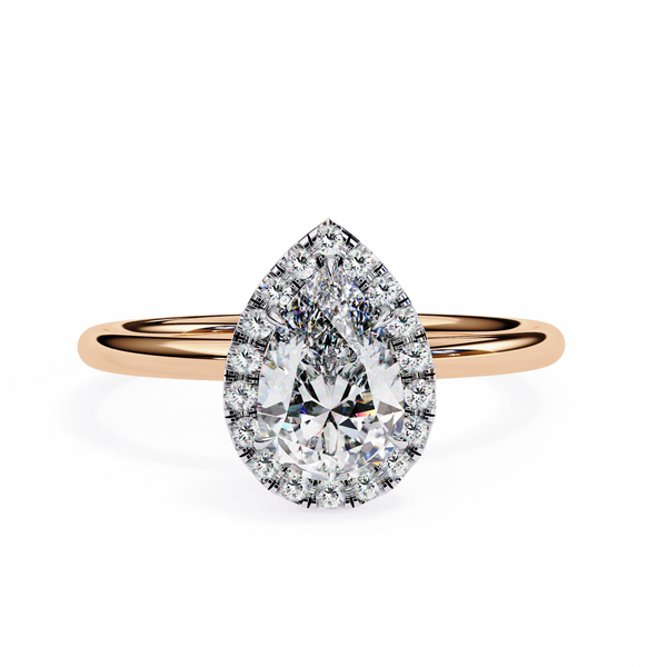 Rose Gold Pear Cut Halo Diamond Engagement Ring