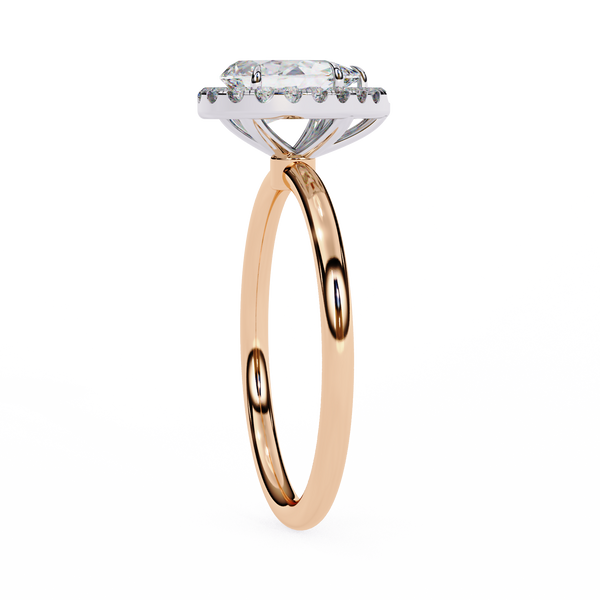 Rose Gold Pear Cut Halo Diamond Engagement Ring