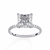 White Gold Princess Cut Diamond Ring with Hidden Halo and Pavé Band
