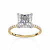Yellow Gold Princess Cut Diamond Ring with Two-Tone Prongs