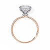 Rose Gold Princess Cut Diamond Ring with Two-Tone Prongs and Pavé Shoulders