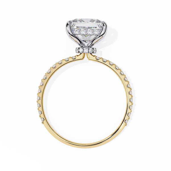 Yellow Gold Princess Cut Diamond Ring with Two-Tone Prongs