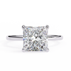 White Gold Princess Cut Diamond Solitaire Ring with Hidden Halo