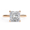 Rose Gold Princess Cut Diamond Solitaire Ring with Hidden Halo