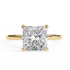 Yellow Gold Princess Cut Diamond Solitaire Ring with Hidden Halo