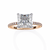 Rose Gold Princess Cut Diamond Ring with Hidden Halo and Pavé Band