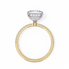 Yellow Gold Princess Cut Diamond Ring with Hidden Halo and Pavé Band