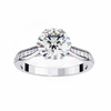 White Gold Round Brilliant Diamond Ring with Channel Pavé Shoulders