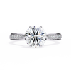 White Gold Round Brilliant Diamond Ring with Channel Pavé Shoulders