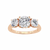 Rose Gold Three Stone Cushion Cut Diamond Trilogy Ring