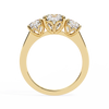 Yellow Gold Three Stone Cushion Cut Diamond Trilogy Ring