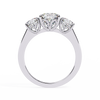 White Gold Three Stone Cushion Cut Diamond Trilogy Ring