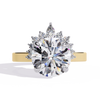 Yellow Gold Round Diamond Crown Halo Solitaire Ring