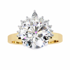 Yellow Gold Round Diamond Crown Halo Solitaire Ring