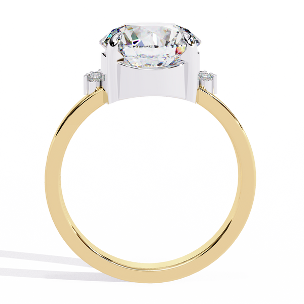 Yellow Gold Round Diamond Crown Halo Solitaire Ring