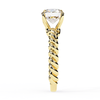 Yellow Gold Round Diamond Rope Twist Solitaire Ring