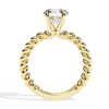 Yellow Gold Round Diamond Rope Twist Solitaire Ring