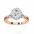 Rose Gold Oval Cut Diamond Halo Ring with Marquise Accents and Twisted Pavé Band