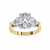 Yellow Gold Oval Cut Diamond Cluster Ring with Marquise and Round Side Stones