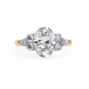Yellow Gold Oval Cut Diamond Cluster Ring with Marquise and Round Side Stones