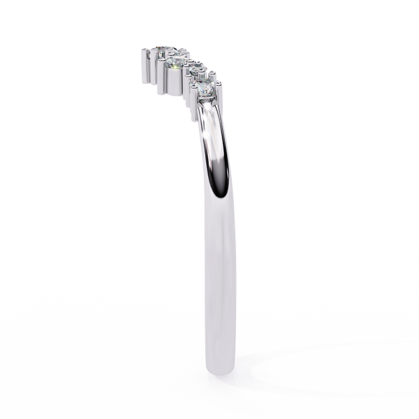 White Gold Round Diamond Crown Tiara Curved Band Ring