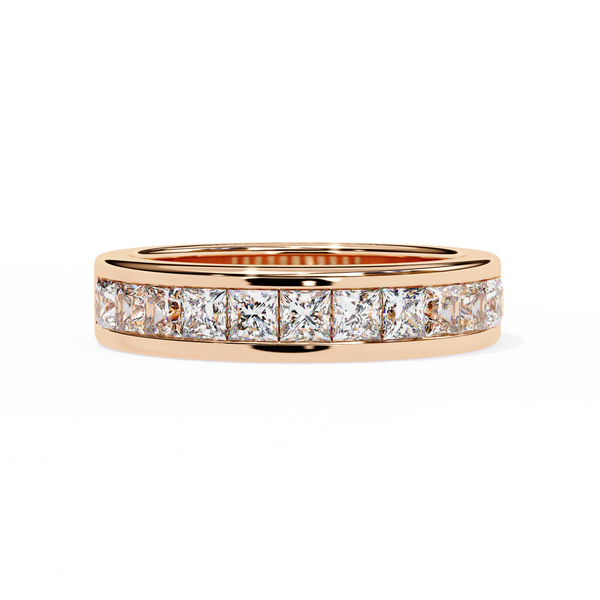 Rose Gold Princess-Cut Diamond Channel-Set Half Eternity Band Ring