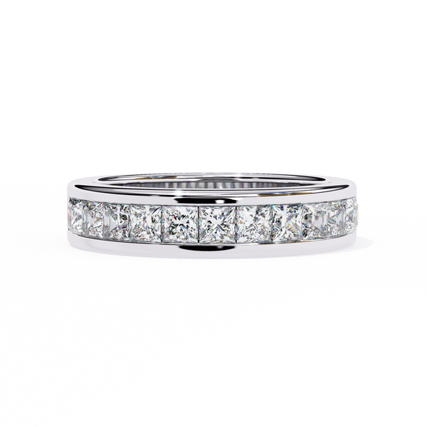 White Gold Princess-Cut Diamond Channel-Set Half Eternity Band Ring