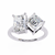 White Gold Toi et Moi Radiant and Asscher Cut Two Stone Diamond Ring
