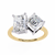 Yellow Gold Toi et Moi Radiant and Asscher Cut Two Stone Diamond Ring